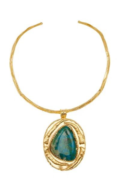 Sylvia Toledano 18k Gold Plated Chrysocolla Necklace In Brown