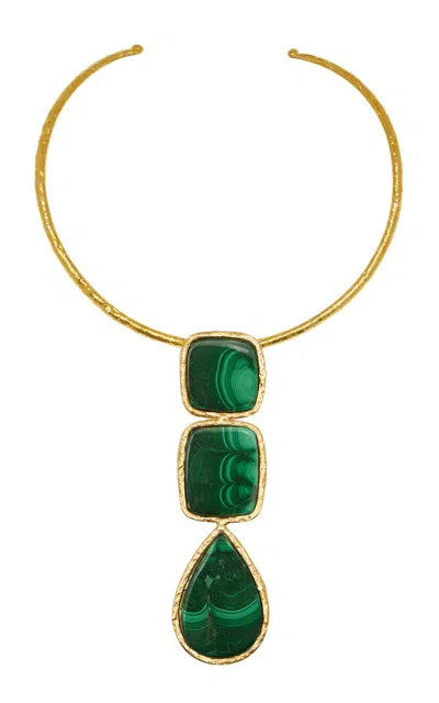 Sylvia Toledano 18k Gold Plated Malachite Necklace