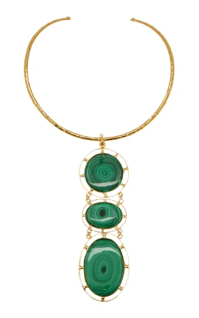 Sylvia Toledano 18k Gold Plated Malachite Necklace In Green