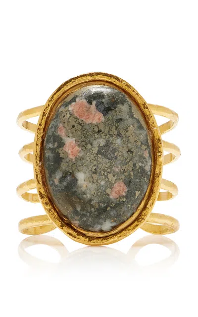 Sylvia Toledano 18k Gold Plated Ocean Jasper Cuff Bracelet