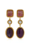 Sylvia Toledano 18k Gold Plated One Of A Kind Pearl; Amethyst; Rhodochrosite Earrings