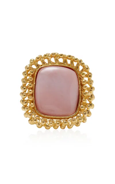 Sylvia Toledano 18k Gold Plated Pink Opal Ring