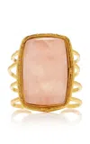 Sylvia Toledano 18k Gold Plated Pink Quartz Cuff Bracelet