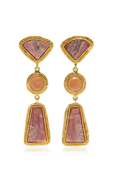 Sylvia Toledano 18k Gold Plated Pink Quartz; Rhodochrosite Earrings