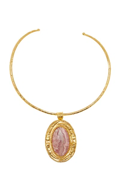 Sylvia Toledano 18k Gold Plated Rhodochrosite Necklace