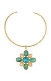 Sylvia Toledano 18k Gold Plated Turquoise; Rainbow Stone; And Howlite Necklace