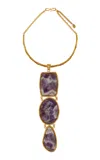 Sylvia Toledano Sterling Silver Gold Plated 18k Vermeil One-of-a-kind Amethyste Chevronnée Collar Necklace In Purple