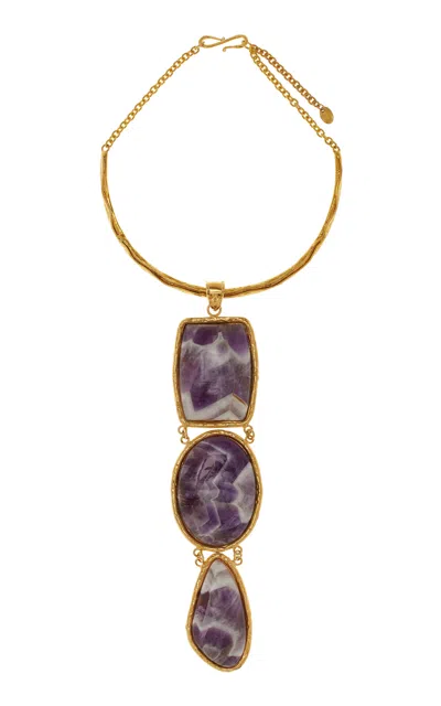 Sylvia Toledano Sterling Silver Gold Plated 18k Vermeil One-of-a-kind Amethyste Chevronnée Collar Necklace In Purple