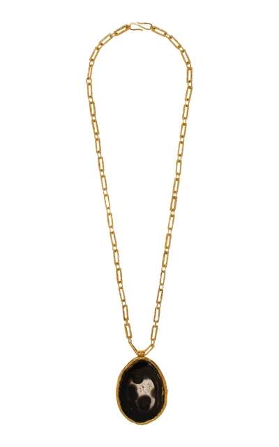 Sylvia Toledano 18k Yellow Gold Plated One-of-a-kind Brown Agate Collar Necklace
