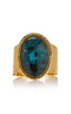 SYLVIA TOLEDANO STERLING SILVER GOLD PLATED 18K VERMEIL ONE-OF-A-KIND CHRYSOCOLLA CUFF BRACELET