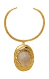 Sylvia Toledano 18k Yellow Gold Plated One-of-a-kind Crystal Collar Necklace In White