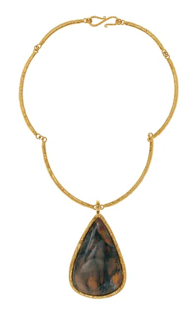 Sylvia Toledano 18k Yellow Gold Plated One-of-a-kind Dreamstone Necklace In Grey