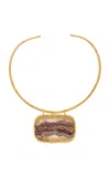 Sylvia Toledano 18k Yellow Gold Plated One-of-a-kind Lace Agate Collar Necklace In Purple