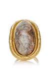 Sylvia Toledano 18k Yellow Gold Plated One-of-a-kind Lace Agate Ring In Pink