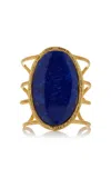 Sylvia Toledano 18k Yellow Gold Plated One-of-a-kind Lapis Cuff Bracelet In Blue