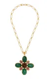 Sylvia Toledano 18k Yellow Gold Plated One-of-a-kind Malachite And Quartz Necklace In Green