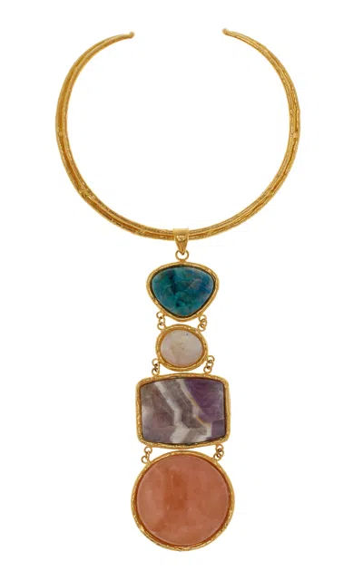 Sylvia Toledano 18k Yellow Gold Plated One-of-a-kind Multi-stone Collar Necklace In Multi