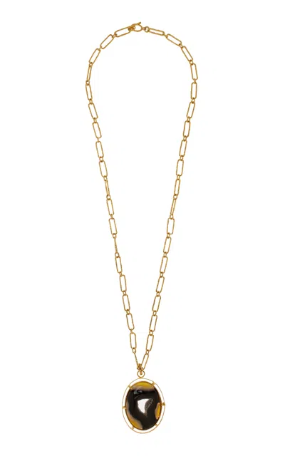 Sylvia Toledano 18k Yellow Gold Plated One-of-a-kind Onyx Necklace In Brown