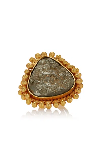 Sylvia Toledano 18k Yellow Gold Plated One-of-a-kind Pyrite Ring In Grey