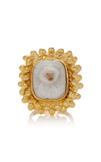 Sylvia Toledano 18k Yellow Gold Plated One-of-a-kind White Agate Ring