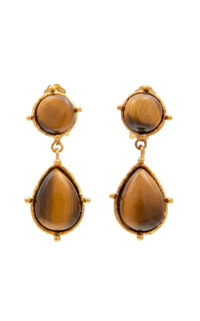 Sylvia Toledano 22kt Yellow Gold Plated 2 Pierres Dot Earrings