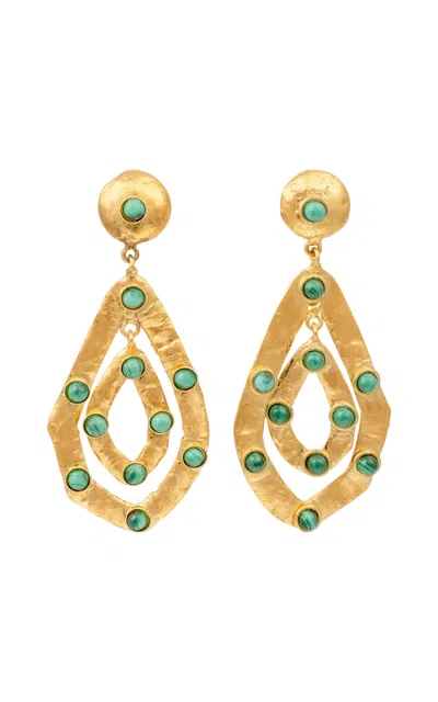 Sylvia Toledano 22kt Yellow Gold Plated Ava Earrings In Green