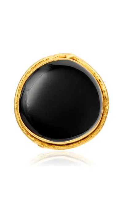 Sylvia Toledano 22kt Yellow Gold Plated Black Macaron Ring