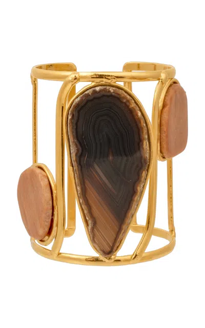 Sylvia Toledano 22kt Yellow Gold Plated Dakota Cuff Bracelet In Orange
