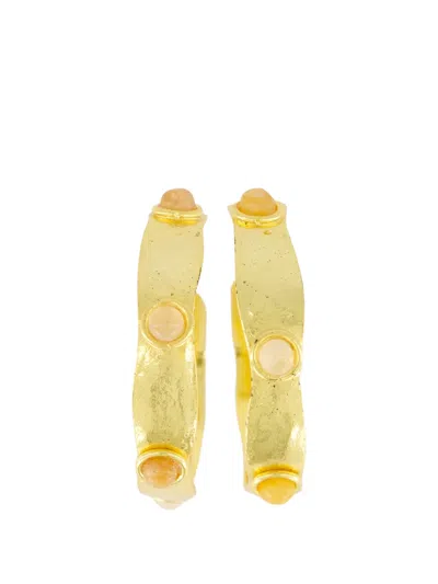 Sylvia Toledano 비앙카 쿼츠 앤 재스퍼 후프 이어링 In Gold
