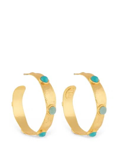 Sylvia Toledano Bianca Turquoise-embellished Hoop Earrings In Gold
