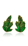 SYLVIA TOLEDANO BOTANICA ENAMELED 22K GOLD-PLATED EARRINGS