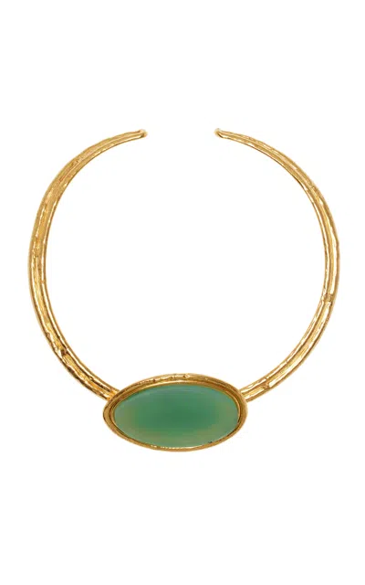Sylvia Toledano Dakota 22k Gold-plated Agate Necklace In Green