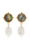 Sylvia Toledano Diane 22k Gold-plated Labradorite And Pearl Earrings In Grey