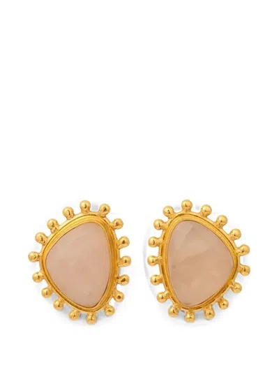 Sylvia Toledano Dots Quartz-embellished Beaded Earrings In Gold