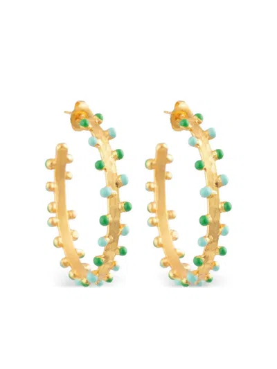 Sylvia Toledano Gipsy Beaded Hoop Earrings In Gold