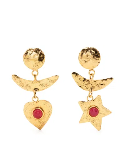 Sylvia Toledano Gold-tone Moon Heart Star Drop Earrings