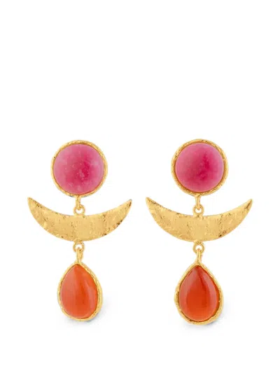 Sylvia Toledano Jasper And Carnelian Earrings In Gold