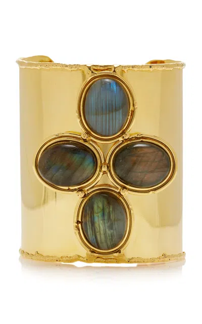 Sylvia Toledano Olympe 22k Gold-plated Labradorite Cuff In Grey