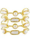 Sylvia Toledano Pearl-inlay Gold-plated Cuff Bracelet In Gold