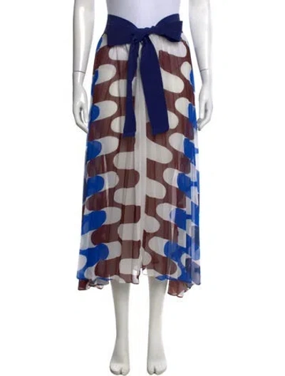 Pre-owned Sylvia Toledano Printed Midi Length Skirt In Blue