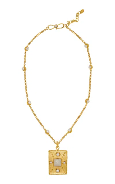 Sylvia Toledano Shield 22k Gold-plated Pearl Necklace In Gold