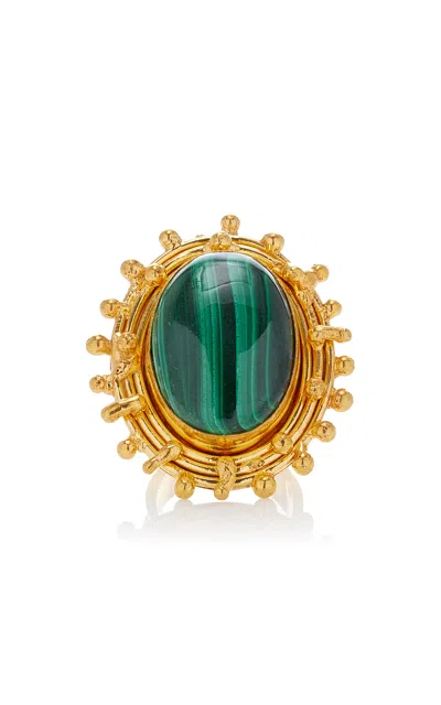 Sylvia Toledano Stone Dots 22k Gold-plated Malachite Ring In Green