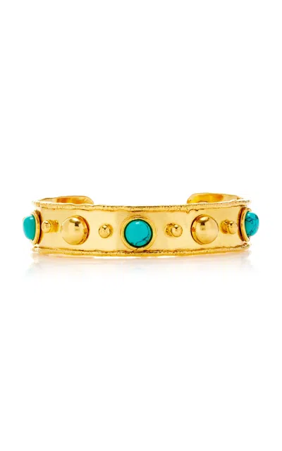 Sylvia Toledano Stone Massai 22k Gold-plated Turquoise Cuff In Blue