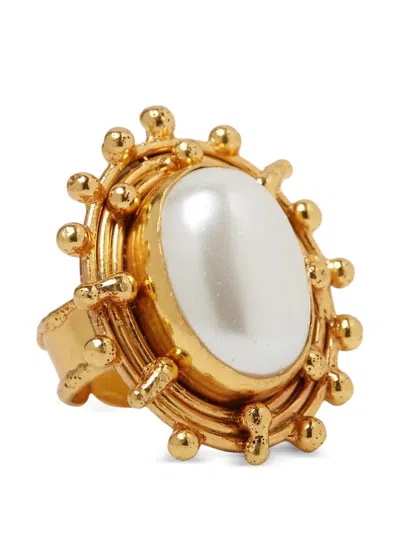Sylvia Toledano Stone Dots 22k Gold-plated Pearl Ring In White