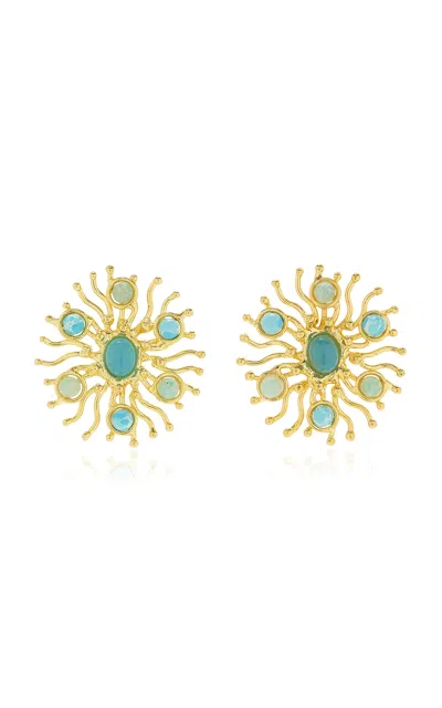 Sylvia Toledano Sunshine 22k Gold-plated Chalcedony; Larimar Earrings