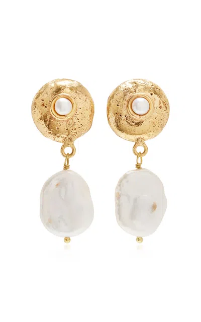 Sylvia Toledano Venus Diane 22k Gold-plated Pearl Earrings In White