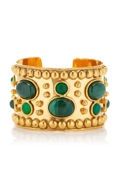 Sylvia Toledano Wonder Byzance 22k Gold-plated Cuff In Green