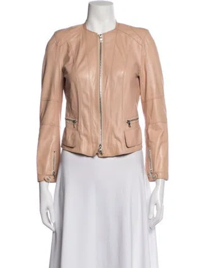 Pre-owned Sylvie Schimmel Lamb Leather Biker Jacket In Neutrals