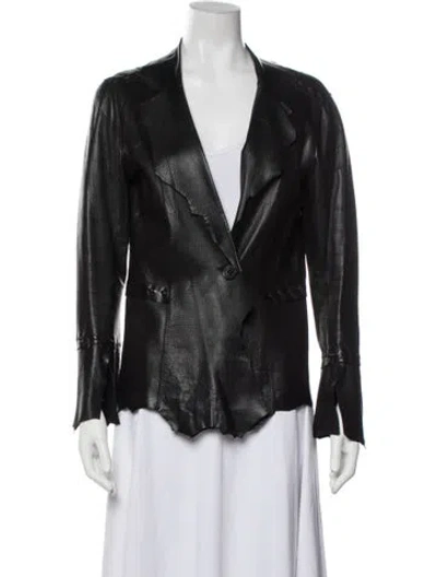 Pre-owned Sylvie Schimmel Lamb Leather Blazer In Black