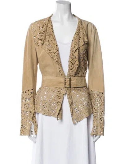 Pre-owned Sylvie Schimmel Lamb Leather Patterned Jacket In Neutral